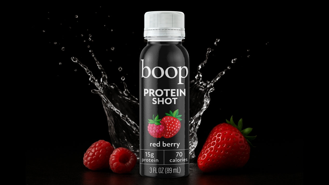Protein shot with 15g protein, clear whey protein, 70 calories, 3 oz